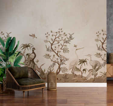 vintage fauna beige wall mural - TenStickers