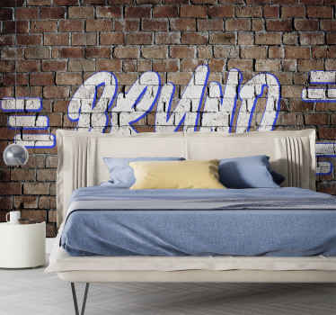 Murstensgrafitti med navn fototapet - TenStickers
