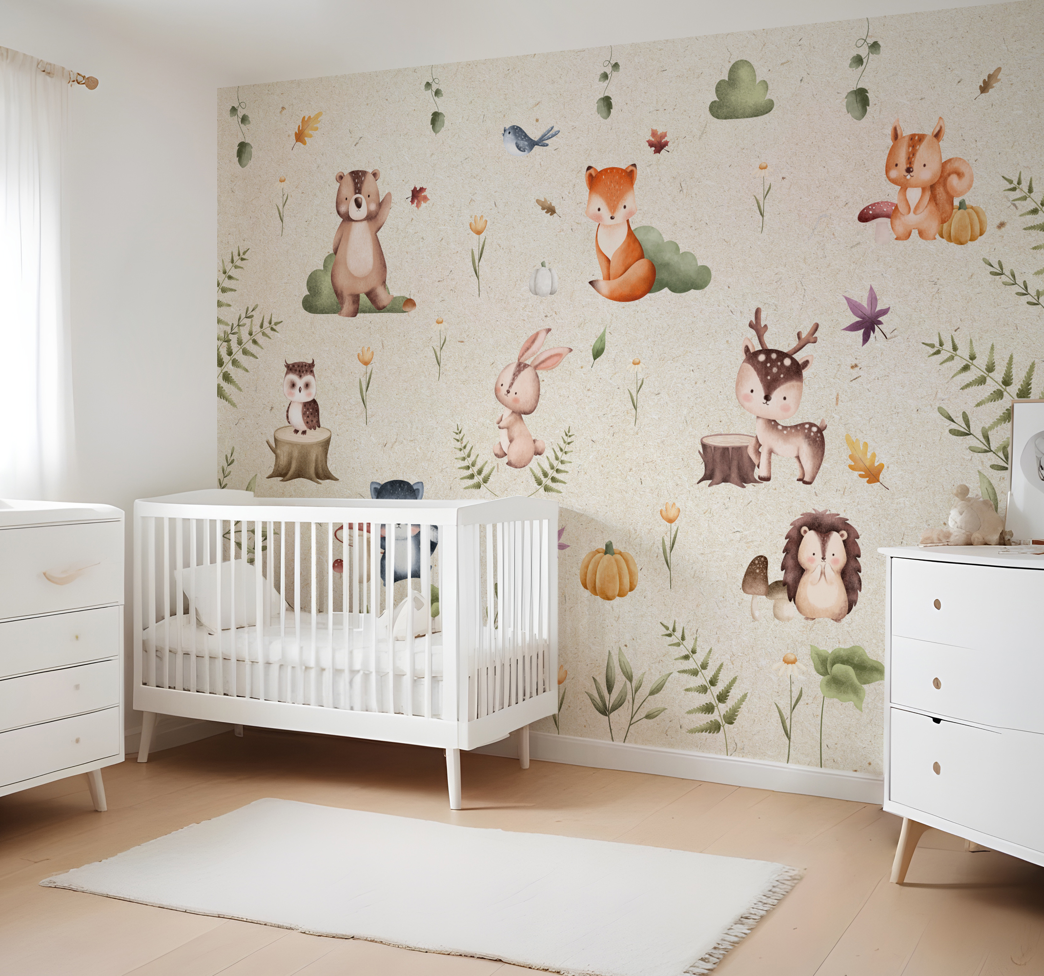 Sprookjesachtige dieren foto behang babykamer