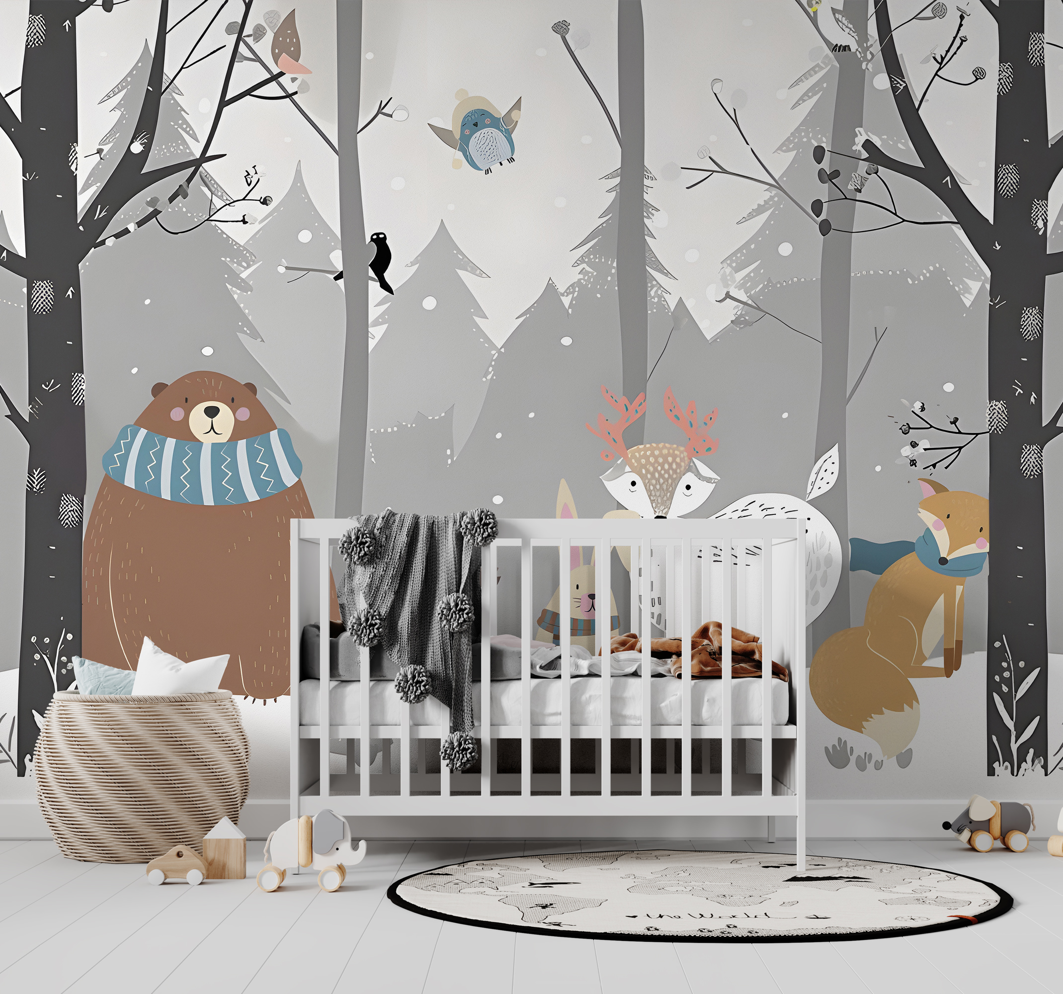 Fotomural bebé dibujos animados de animales del bosque