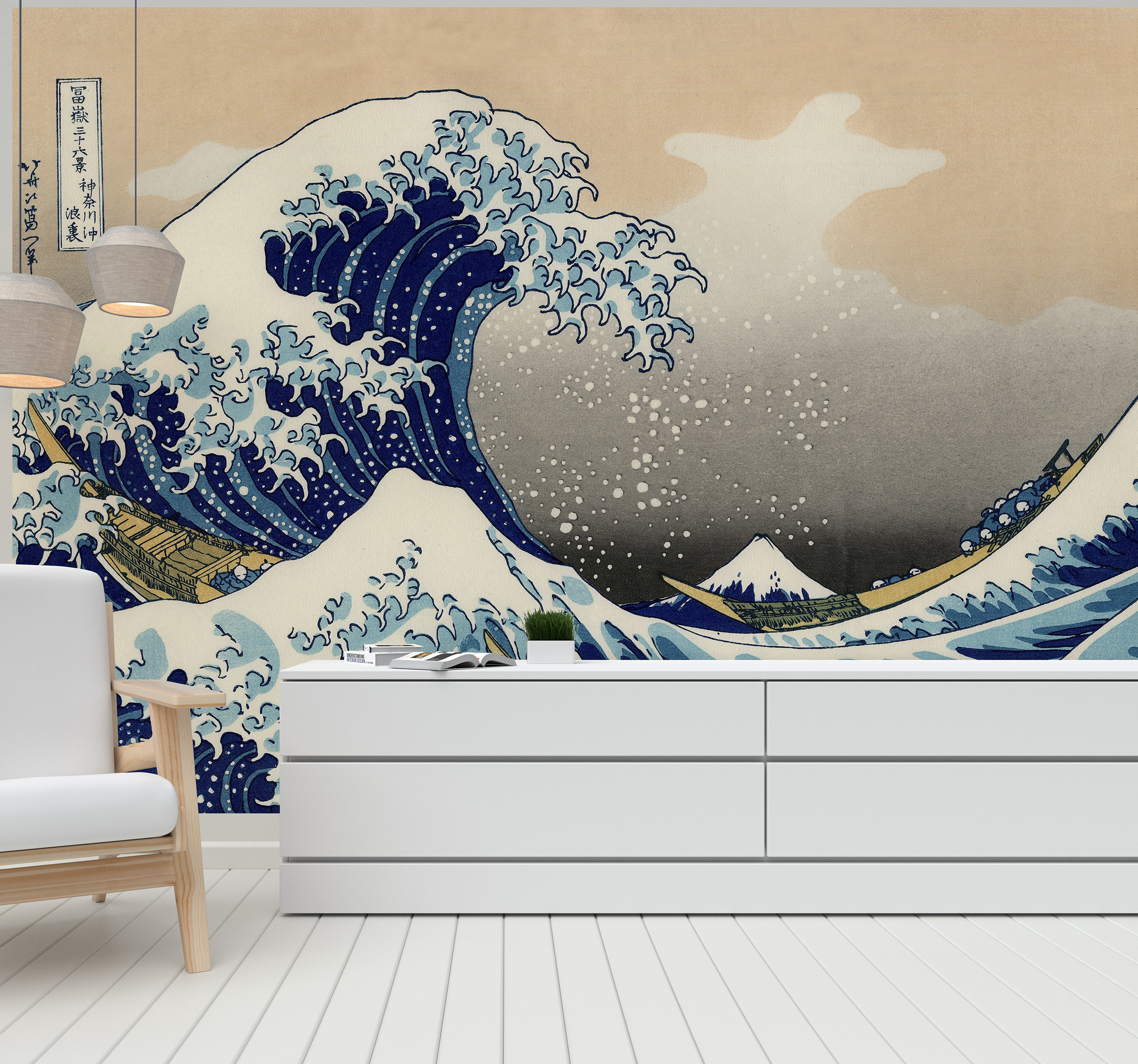 Papel pintado salón mural arte clásico de ola de Hokusai