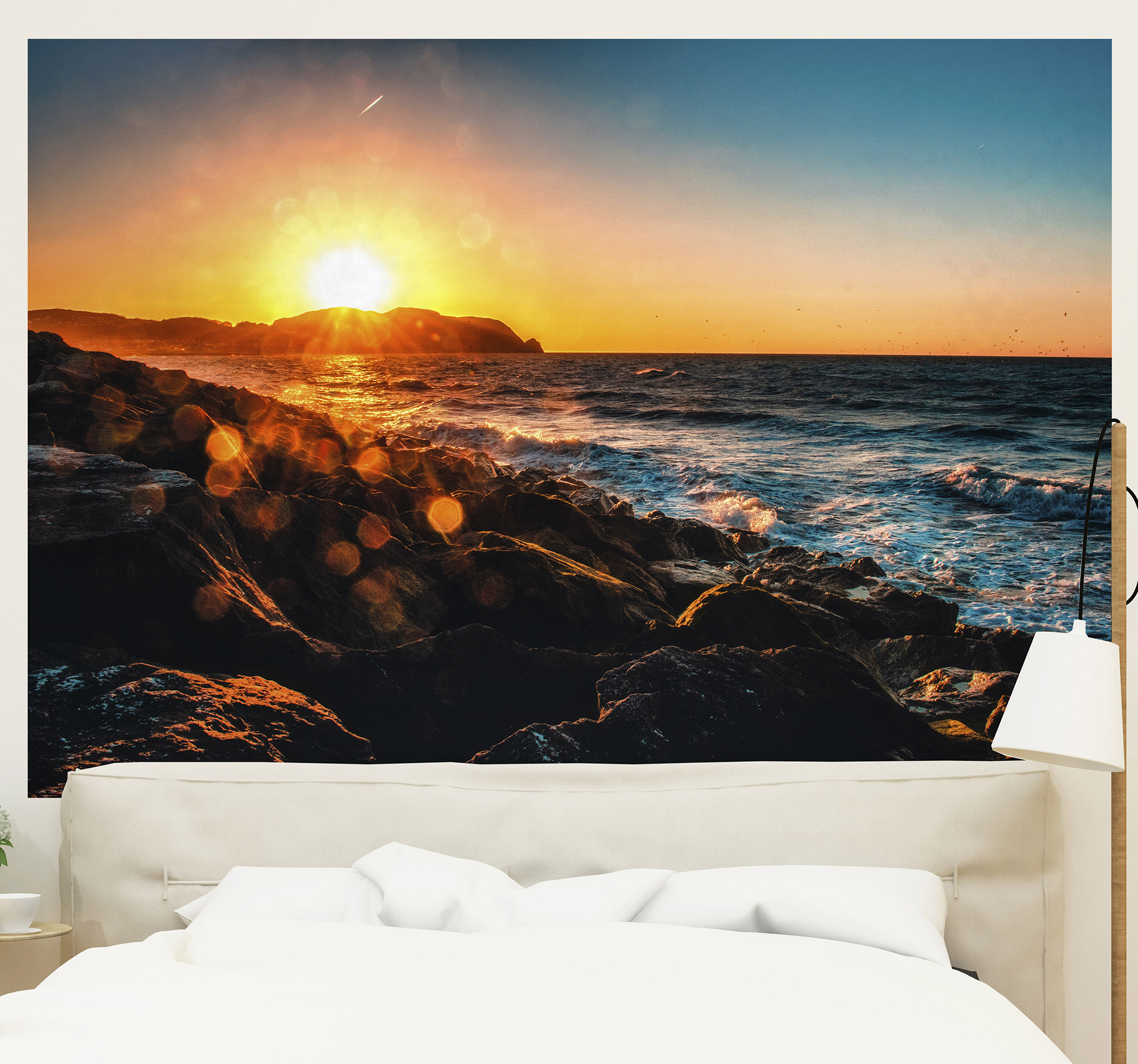 Mural pared dormitorio de mar atardecer vistas preciosas