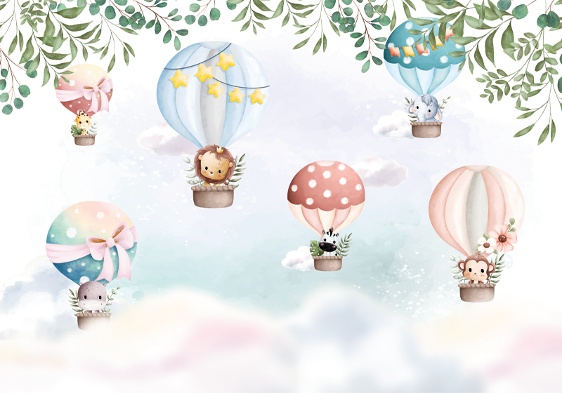 Decalmile Airplane With Animals Wall Stickers Hot Air - View #4