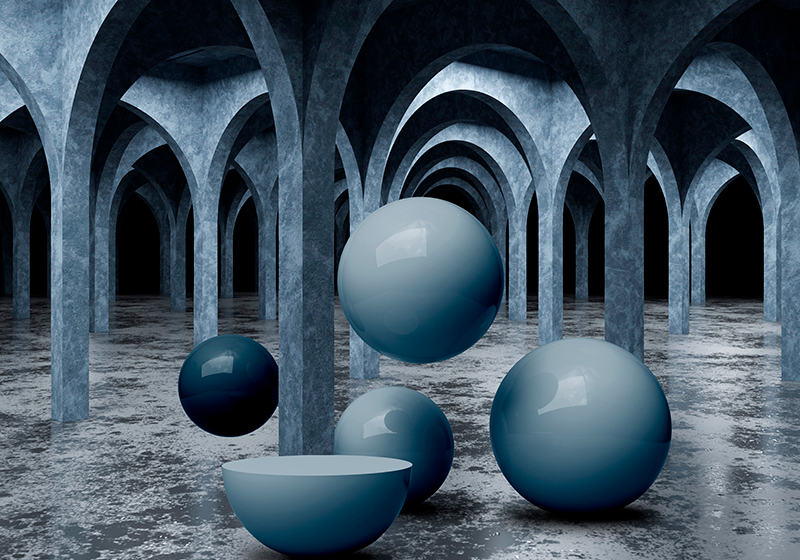 Floating balls 3D Wall Mural - TenStickers