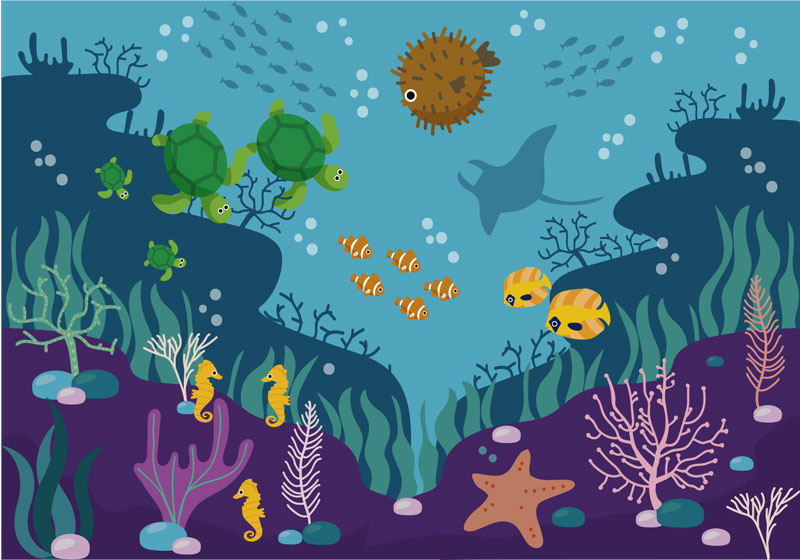 Tapisserie murale vie sous-marine - TenStickers