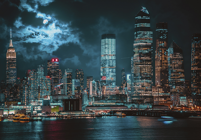 Fotomural de parede noite nublada em NY - TenStickers