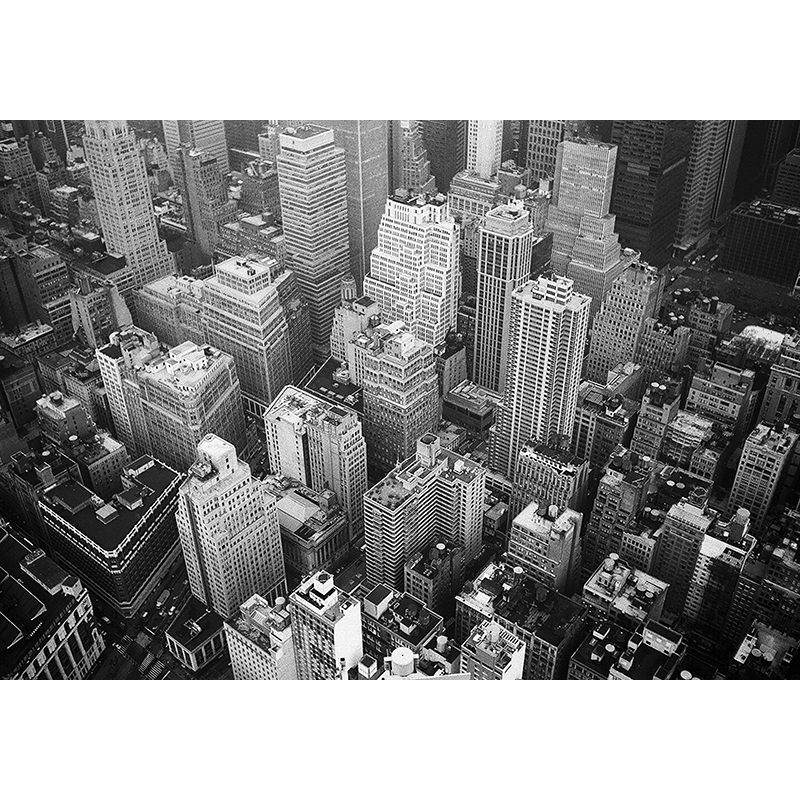 ニューヨークの壁壁画空中黒と白の街 - TENSTICKERS