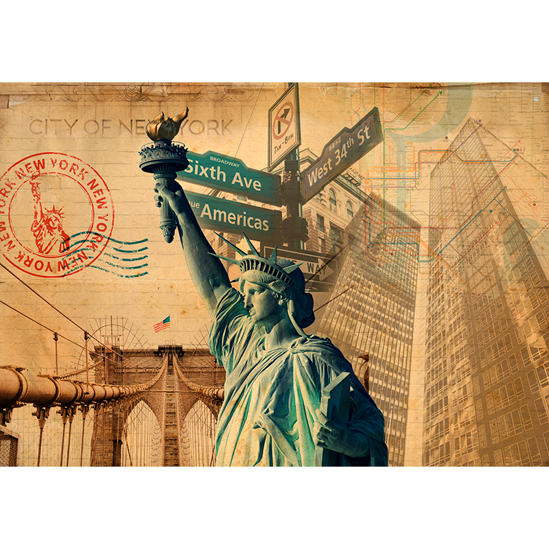 Vintage Liberty Collage wall mural new york