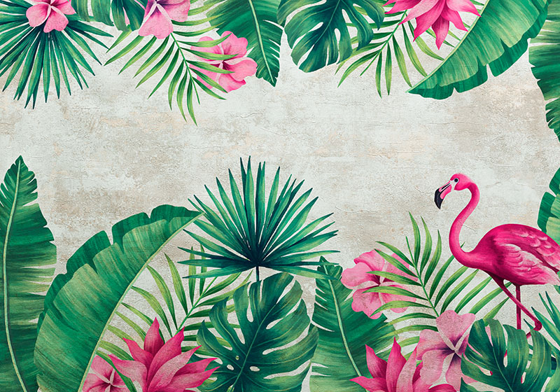 Flamingos and palms nature wall mural - TenStickers