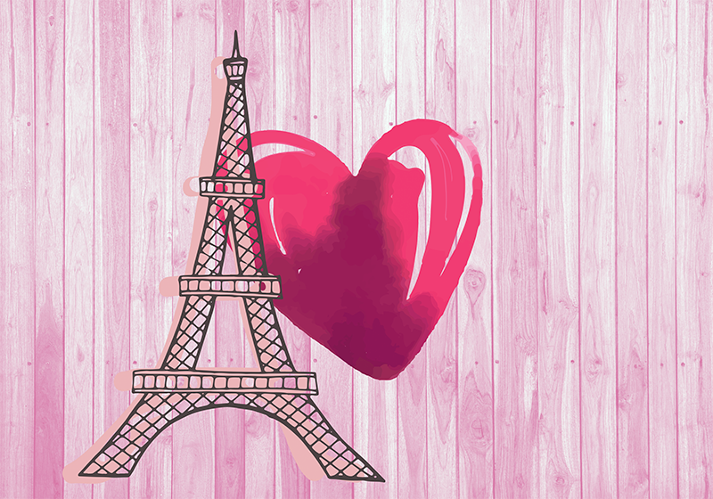 Torre Eiffel Fiore di ciliegio rosa Adesivo Murale WS-45250 