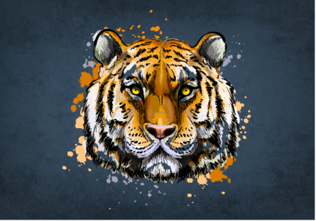 Tigre 3d em papel de parede fotomural vinílico de parede - TenStickers