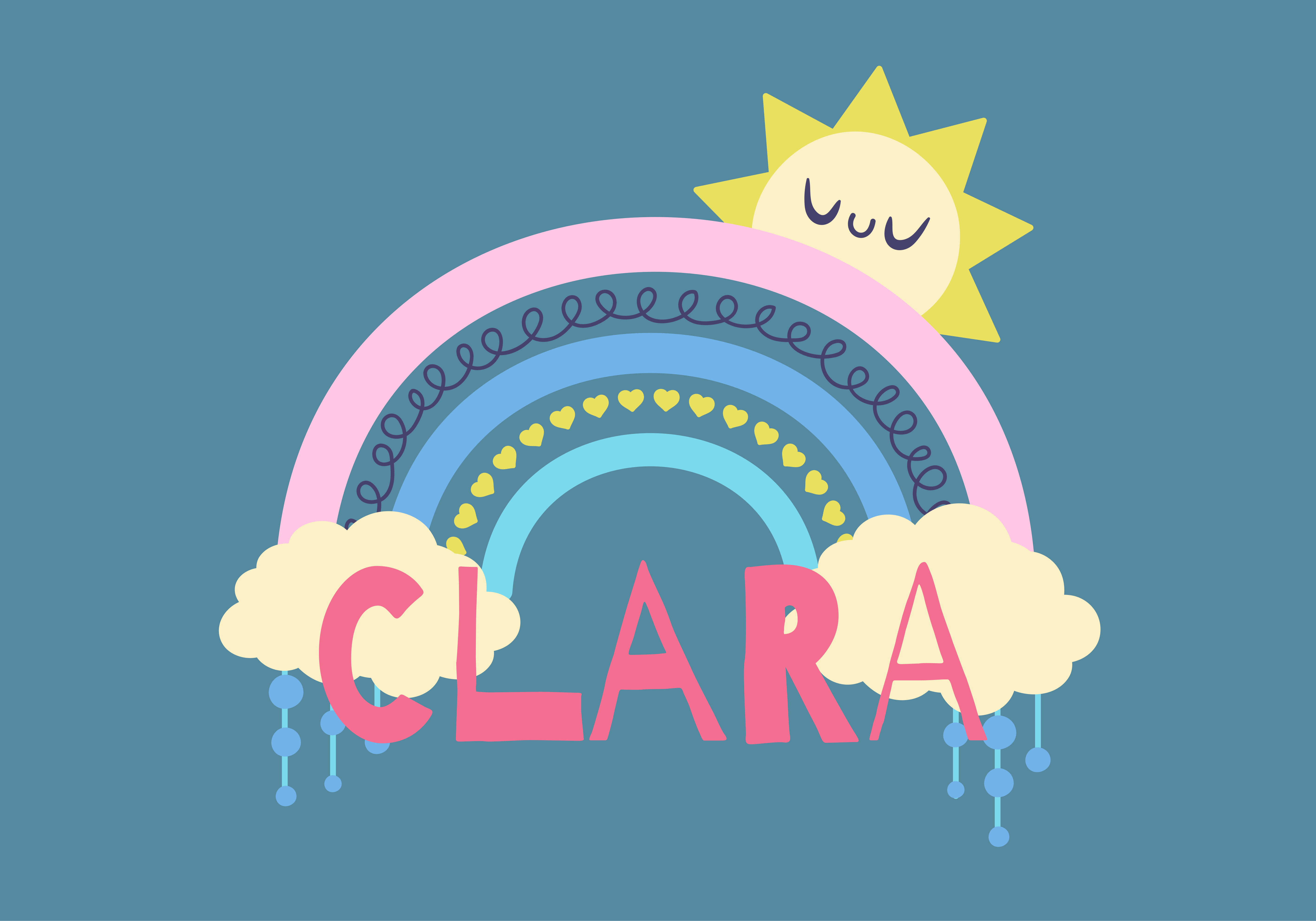 Personalised rainbow wall murals for teenage bedrooms TenStickers