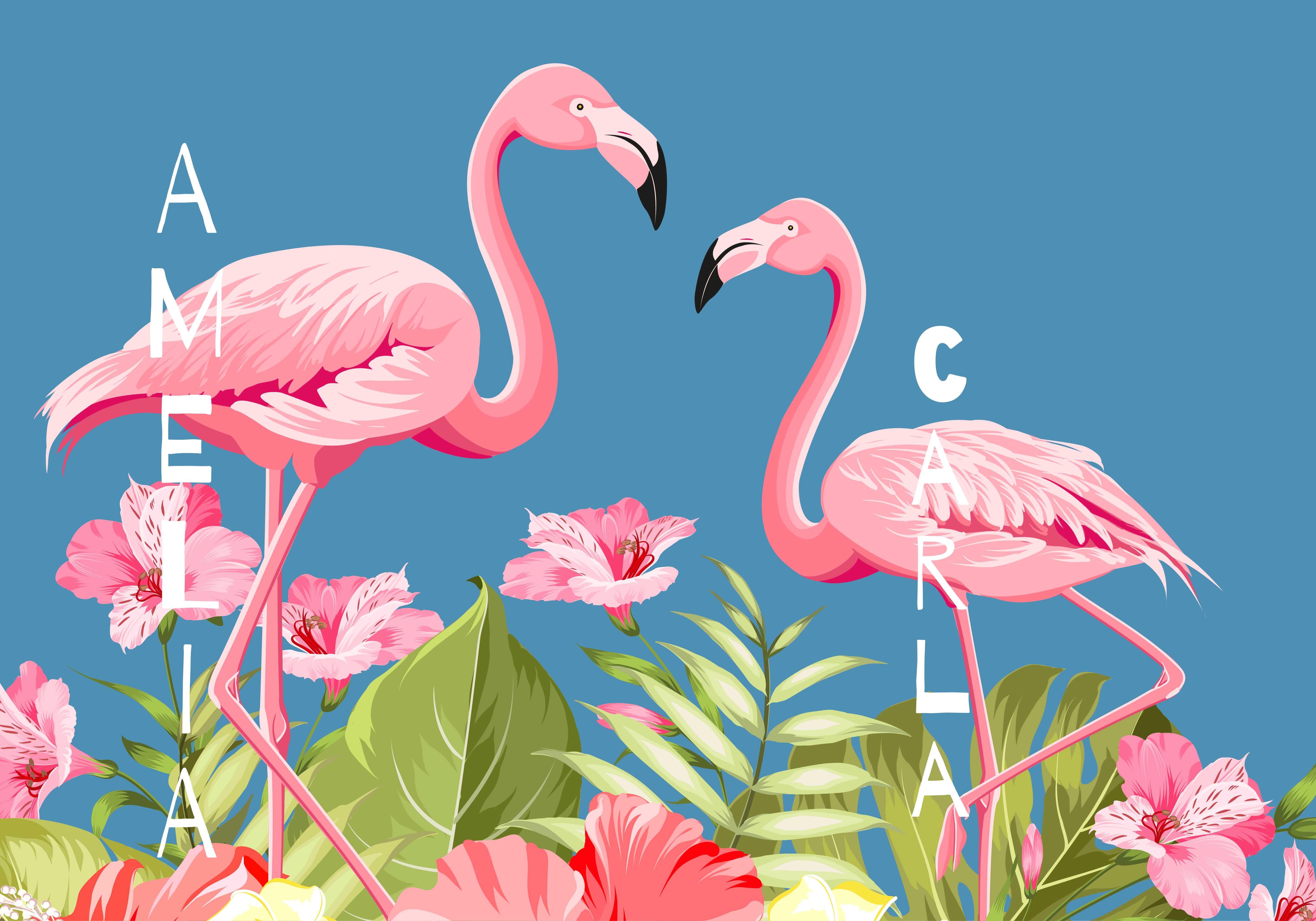Wallpaper With Cute Pink Flamingo Royalty Free SVG Cliparts Vectors And  Stock Illustration Image 78415347