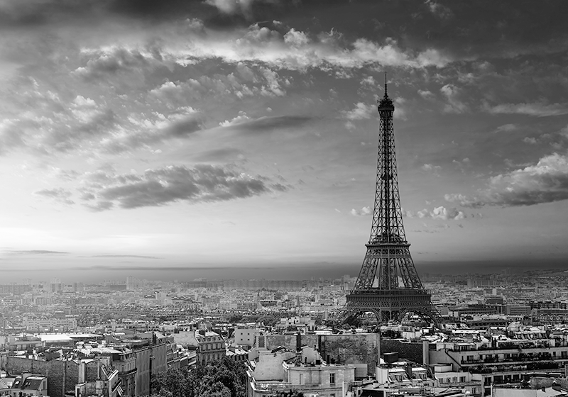 Eiffel tower black and white paris mural wallpaper