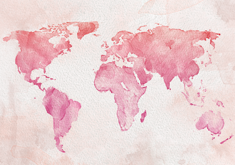 Aardewerk vieren hoop Fotobehang wereldkaart Neutraal roze gekleurd - TenStickers