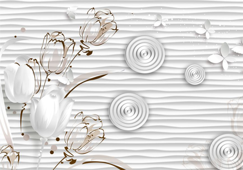 White elegant tulips flower mural - TenStickers