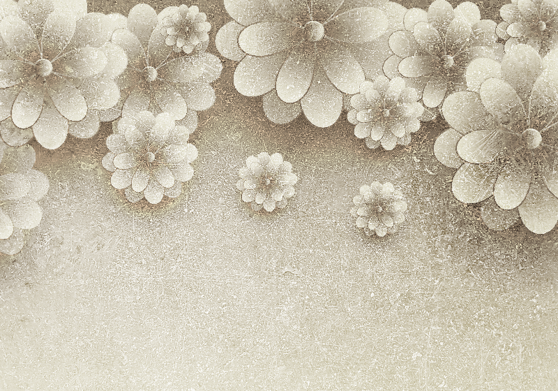 3d flowers effect grey color Marriage Wallpaper Photo - TenStickers