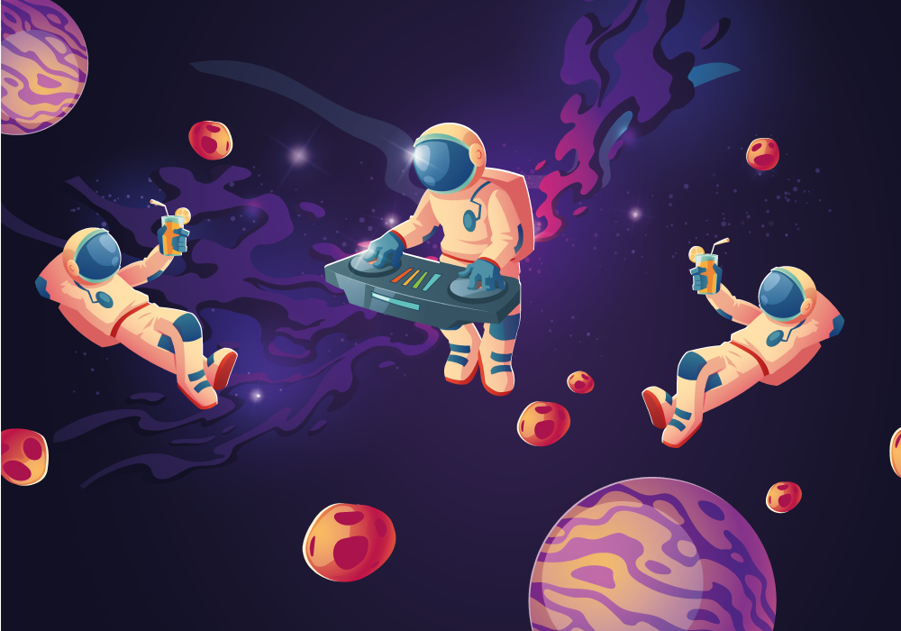Cuadro para niños Atasco de astronautas de dibujos animados - TenVinilo
