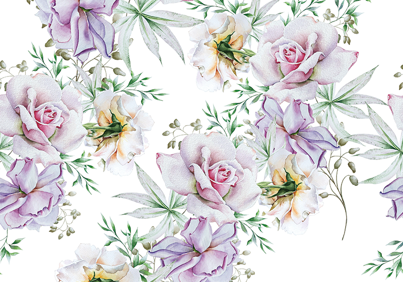 白い3d壁画の壁紙にリアルなかわいい花 Tenstickers