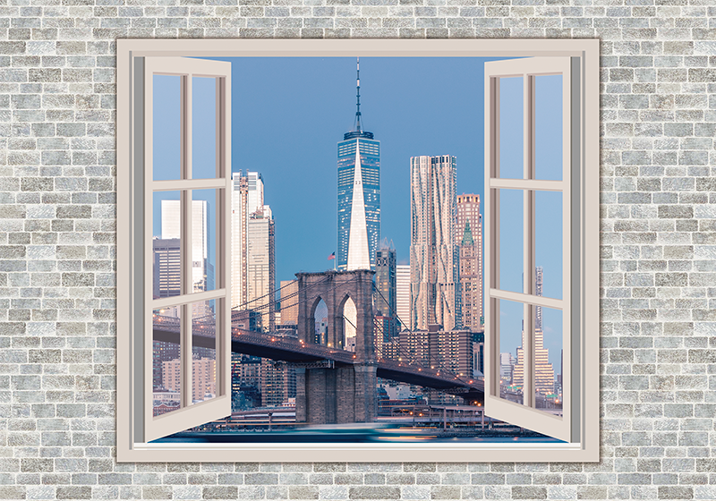 Mural New York vistas de manhattan, cielo limpio - TenVinilo