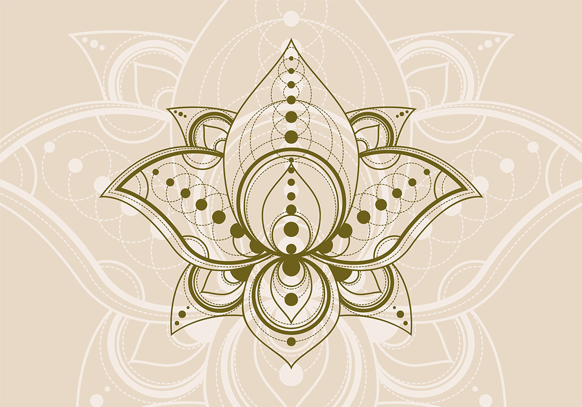 Murais de mandala com padrão de flor de lótus dourada - TenStickers