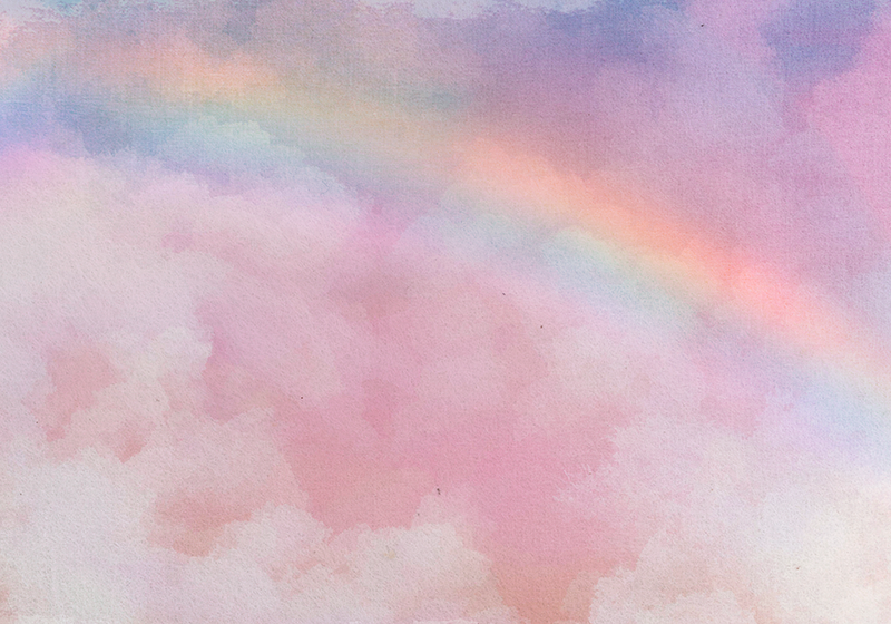 Rainbow in baby pink clouds Nursery Wall Mural TenStickers