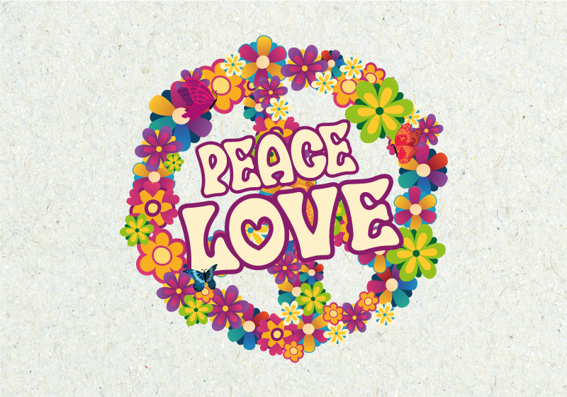 和平爱花壁画 Tenstickers 和平爱花壁画 Tenstickers