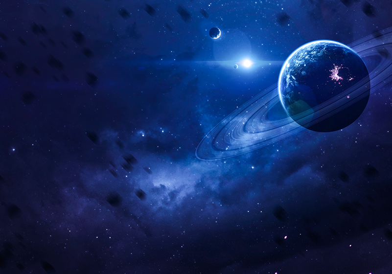 Blue Universe with Stars space mural wallpaper - TenStickers