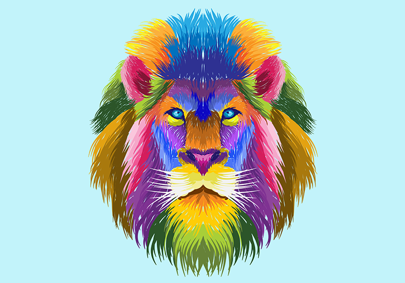 Mural moderno Animal león colorido abstracto - TenVinilo