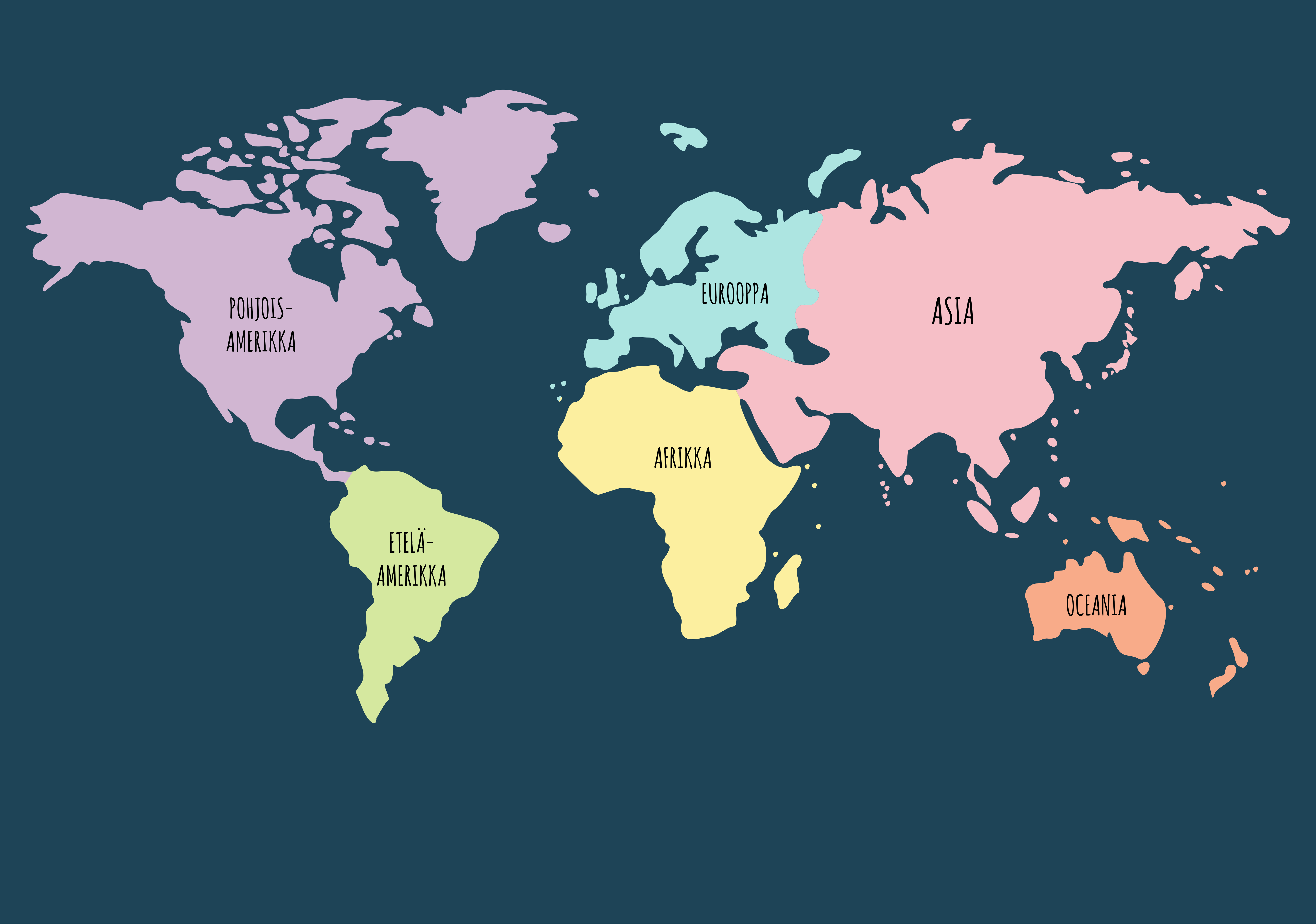 Maanosat pastellivärit fi maailmankartta valokuvatapetti - Tenstickers