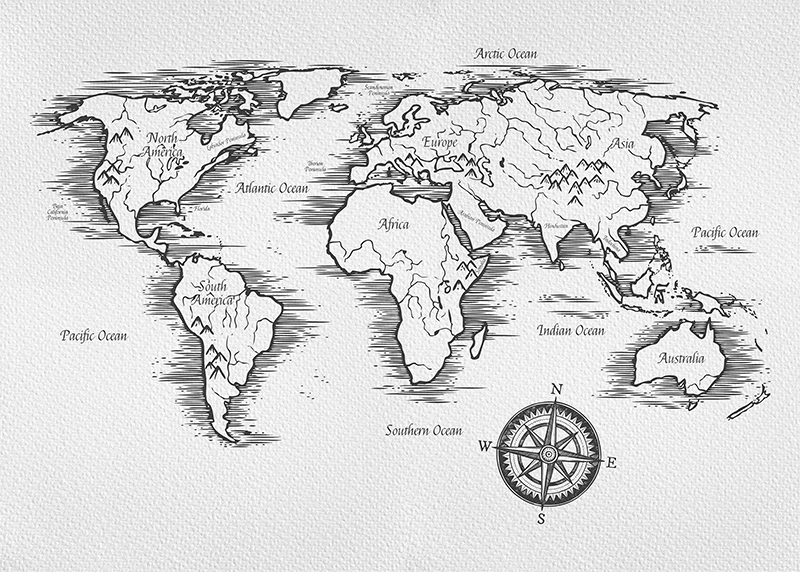 Hand drawn World map sketch,vector illustration | Stock vector | Colourbox-saigonsouth.com.vn