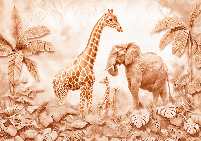 Abstract savannah terracotta wall mural - TenStickers