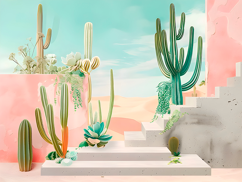 Cactus design desert mural