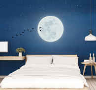 EXTSUD Full Moon Wall Sticker Ideal Gift for Holidays Birthday Party Sticker Fantastic Christmas 3D Luminous Moon Mural Wall Stickers Deer or Snowman for Kids Rooms 30cm Moose Moon Sticker 