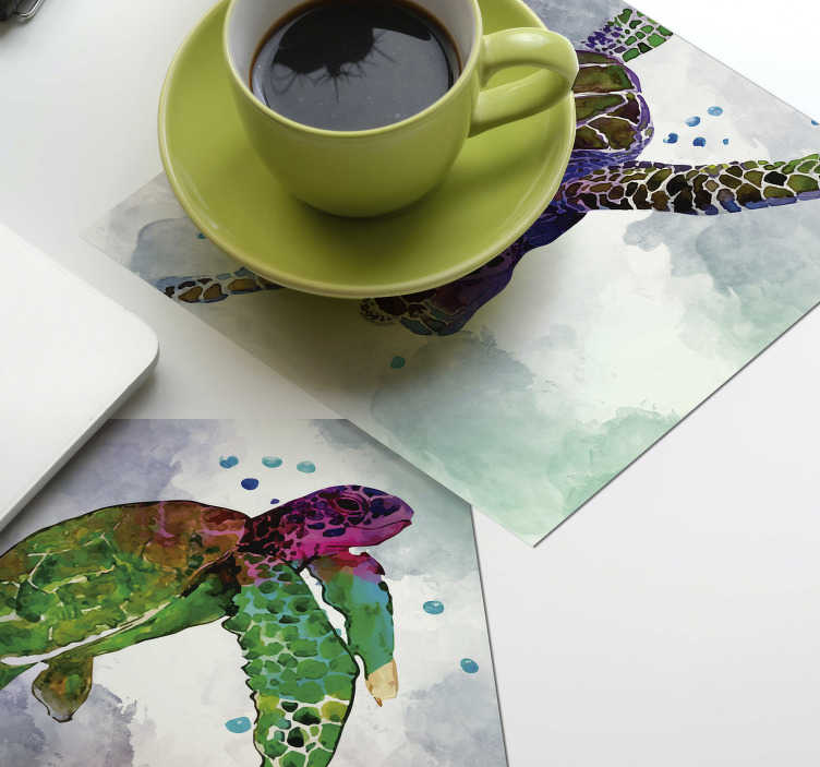 Sous-verres animaux tortues abstraites colorées