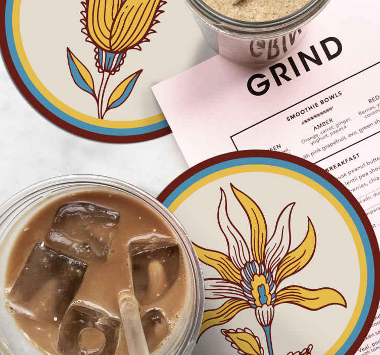 Dessous de verre rond Fleurs style paisley