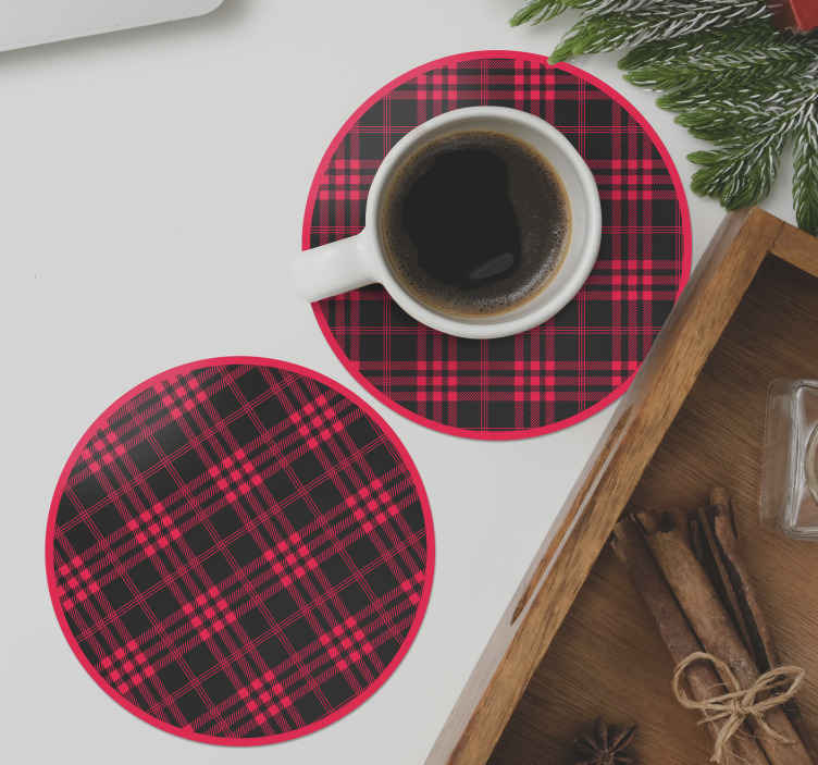 Sottobicchiere personalizzato Natale Motivo tartan natalizio