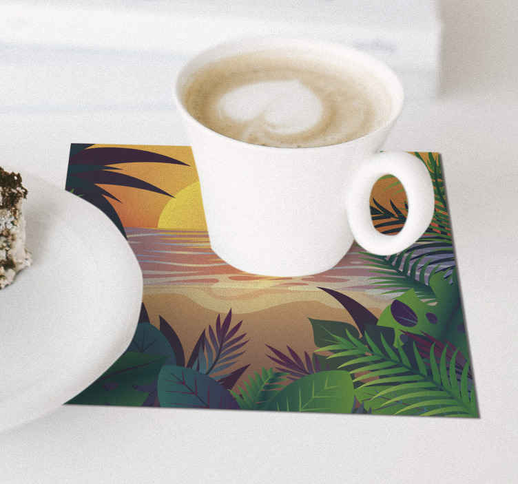 Posavasos retro puesta de sol de los 70