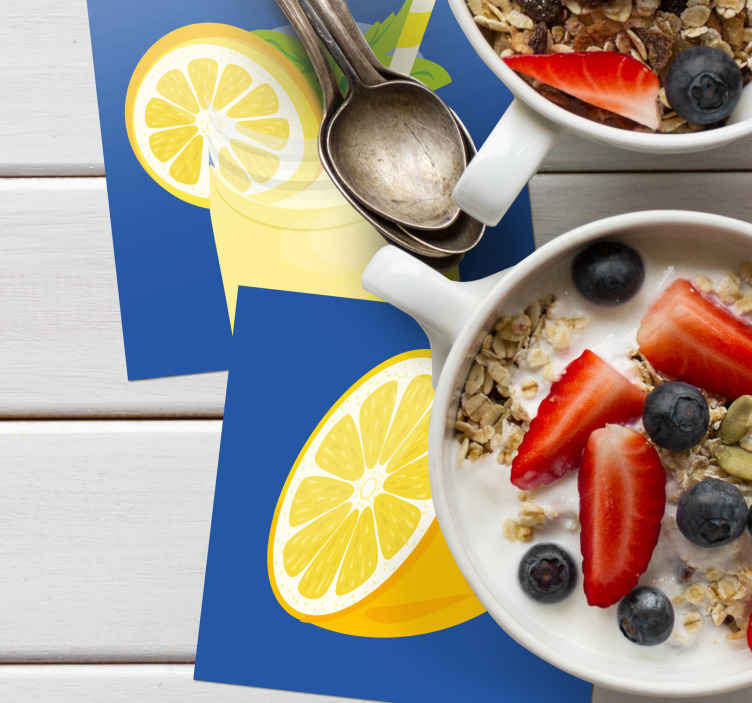 Fayans bardak altlığı - ferahlatıcı limon İçeceği - TenStickers