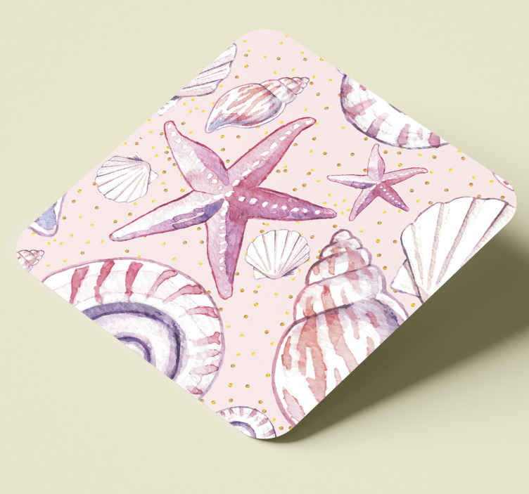 Seashells and starfish pattern podstavek za kozarce - TenStickers