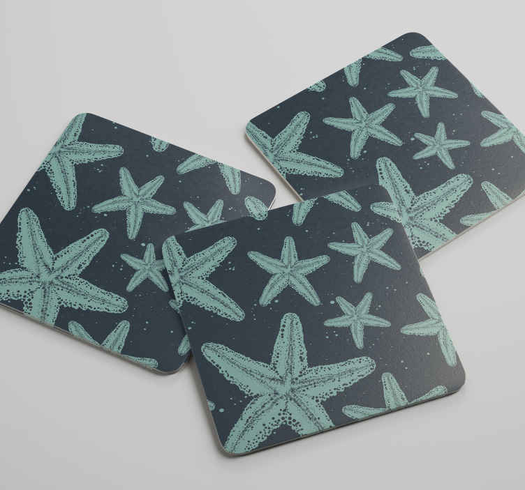 Starfish patterned surface geeky podstavek za kozarce - TenStickers