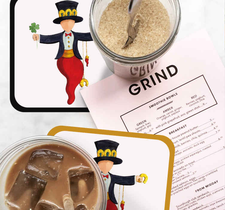 Sous verre bière personnage ludique avec trèfle - TenStickers