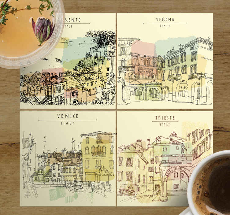 Sous verre citation paysages urbains italiens - TenStickers