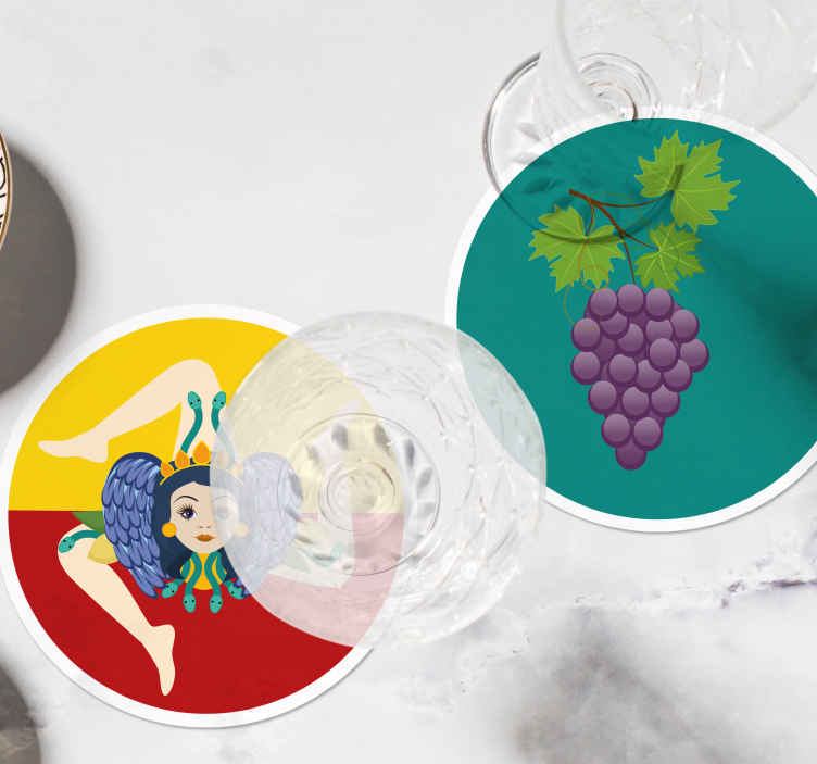 Sous verre moderne mythologie sicilienne raisins - TenStickers