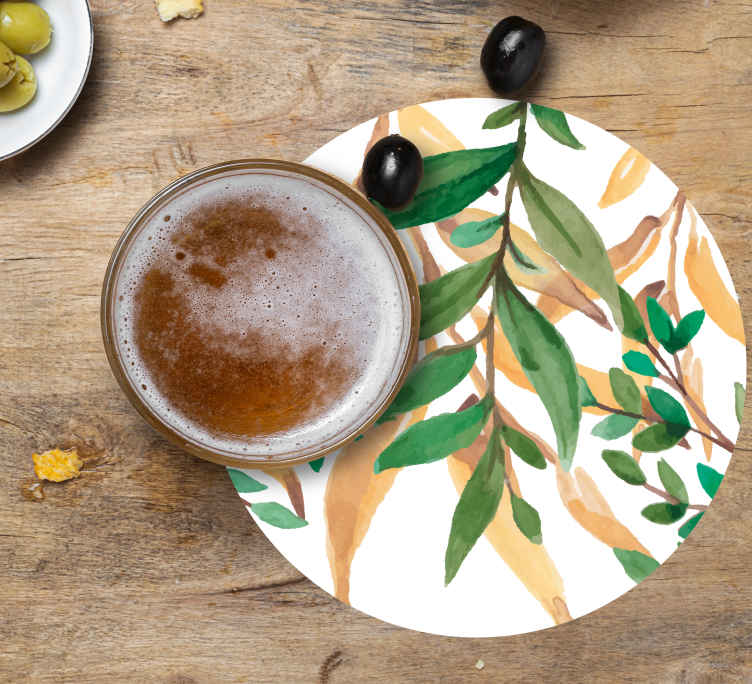 Sous verre bière feuillage vert botanique - TenStickers