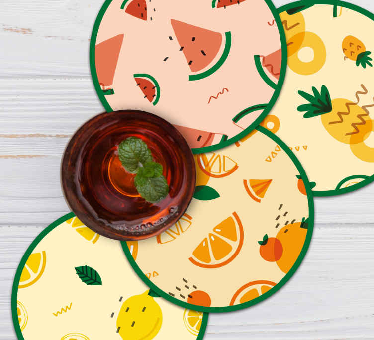 Tropical fruit patterns podstavek za kozarce geeky - TenStickers