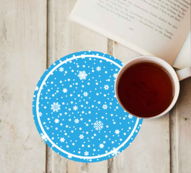 Untersetzer weihnachten rund mit schneeflockenmuster - TenStickers