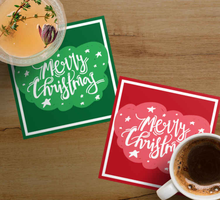 Sottobicchieri natalizi tipografia festiva e allegra - TenStickers