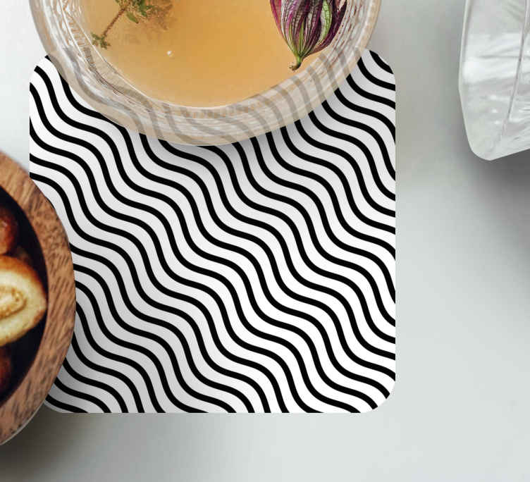 Posavasos patrón negro ondulado - TenVinilo