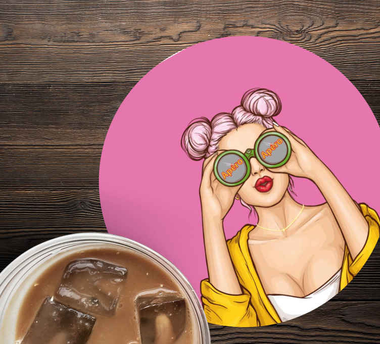 Sous verre bière personnage amusant avec lunettes - TenStickers